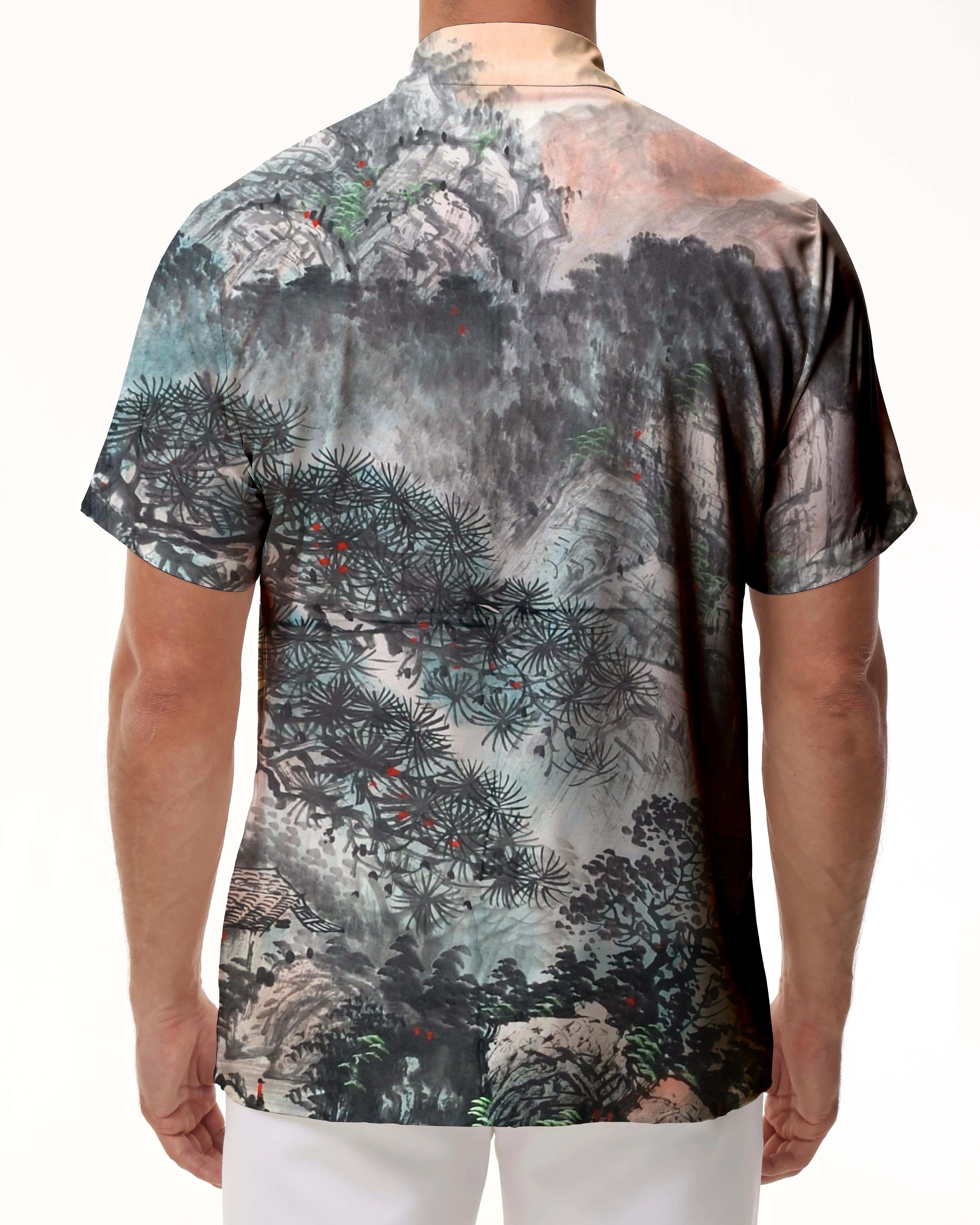 Fine Art Men's Summer Shirt Short Sleeve Regular Fit Men's Casual Printed Pattern Hawaiian Short Sleeve