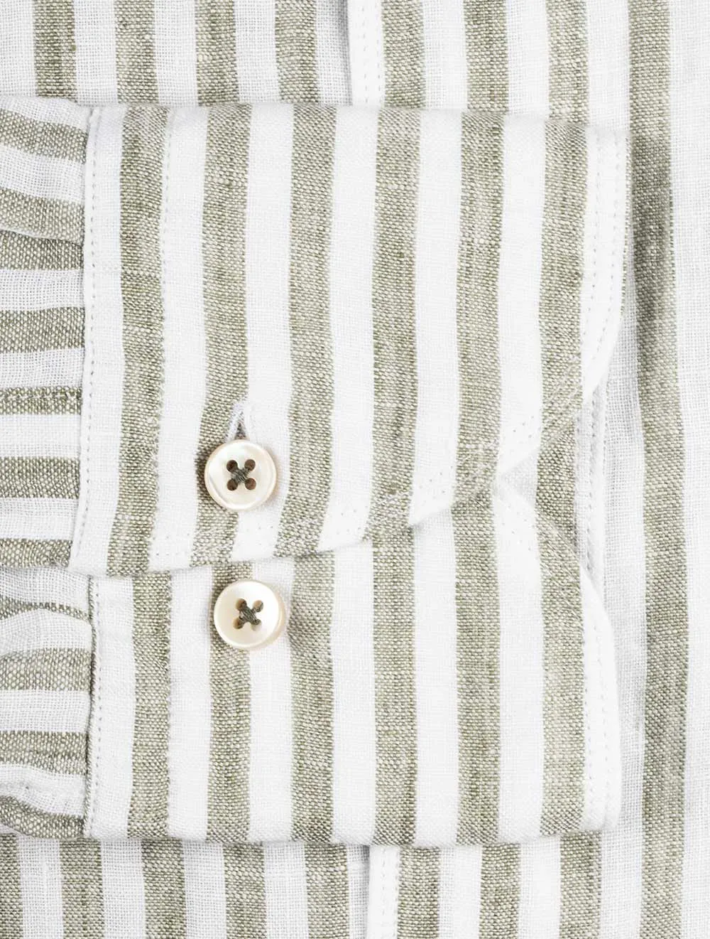 Fitted Striped Linen Shirt Sage