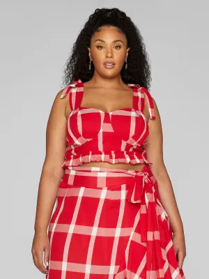 Gina Plaid Ruffle Bra Top