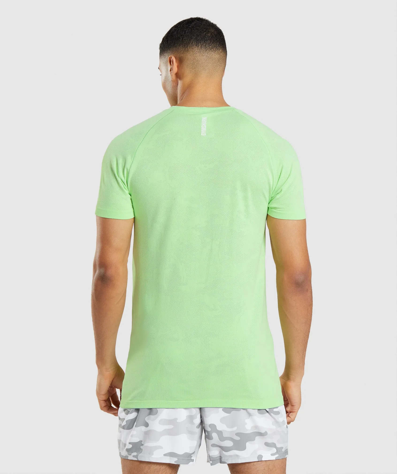 Gymshark Geo Seamless T-Shirt - Bali Green/White