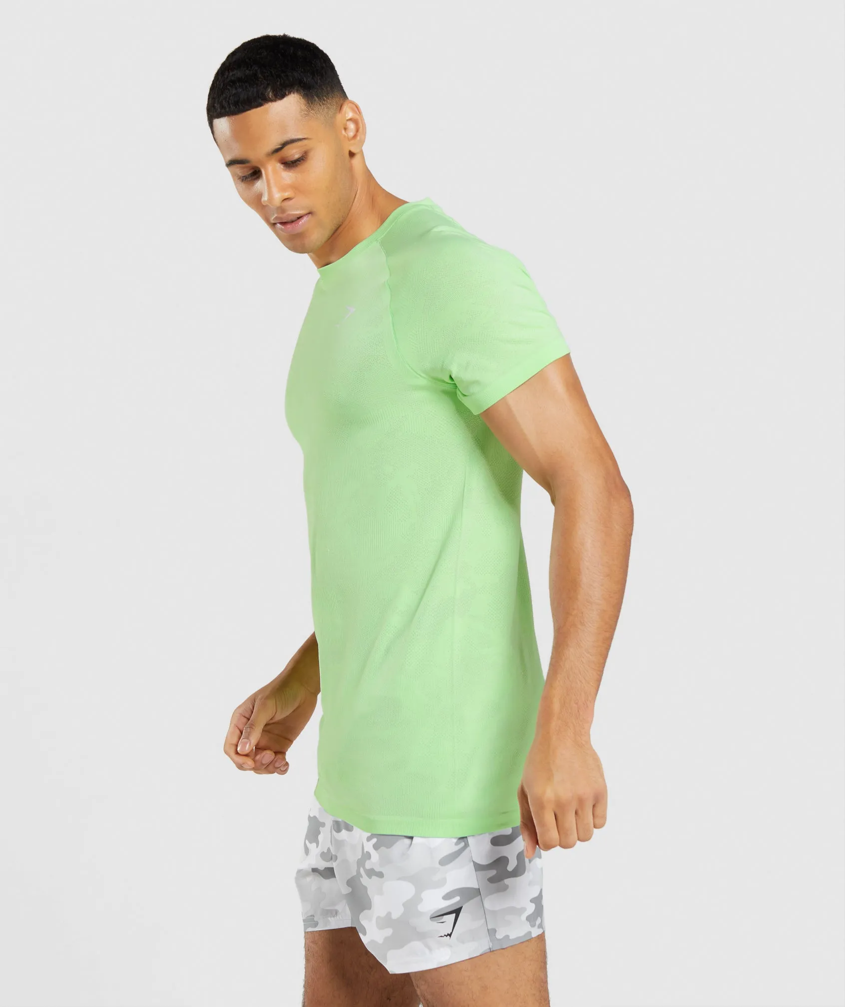 Gymshark Geo Seamless T-Shirt - Bali Green/White