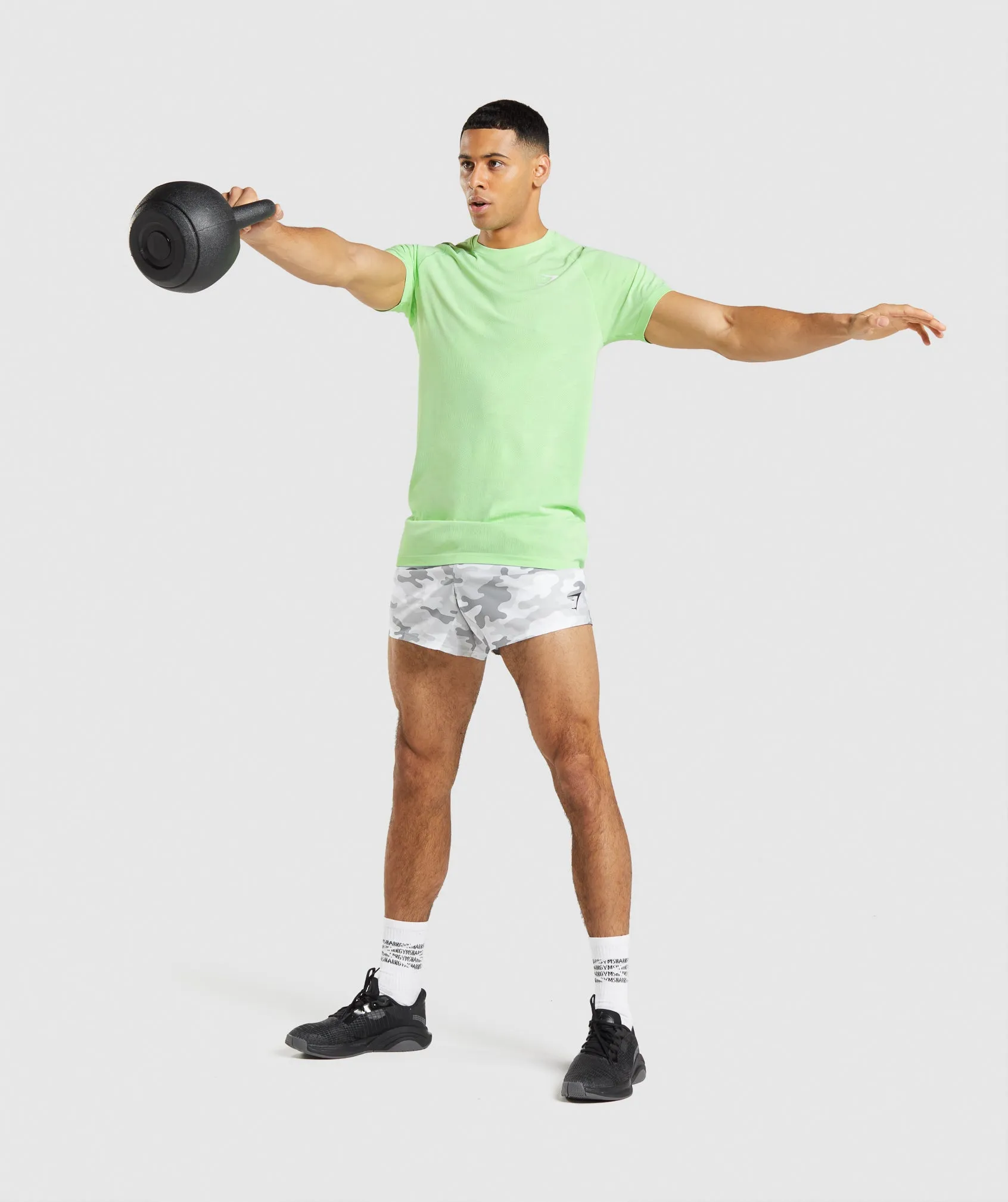 Gymshark Geo Seamless T-Shirt - Bali Green/White