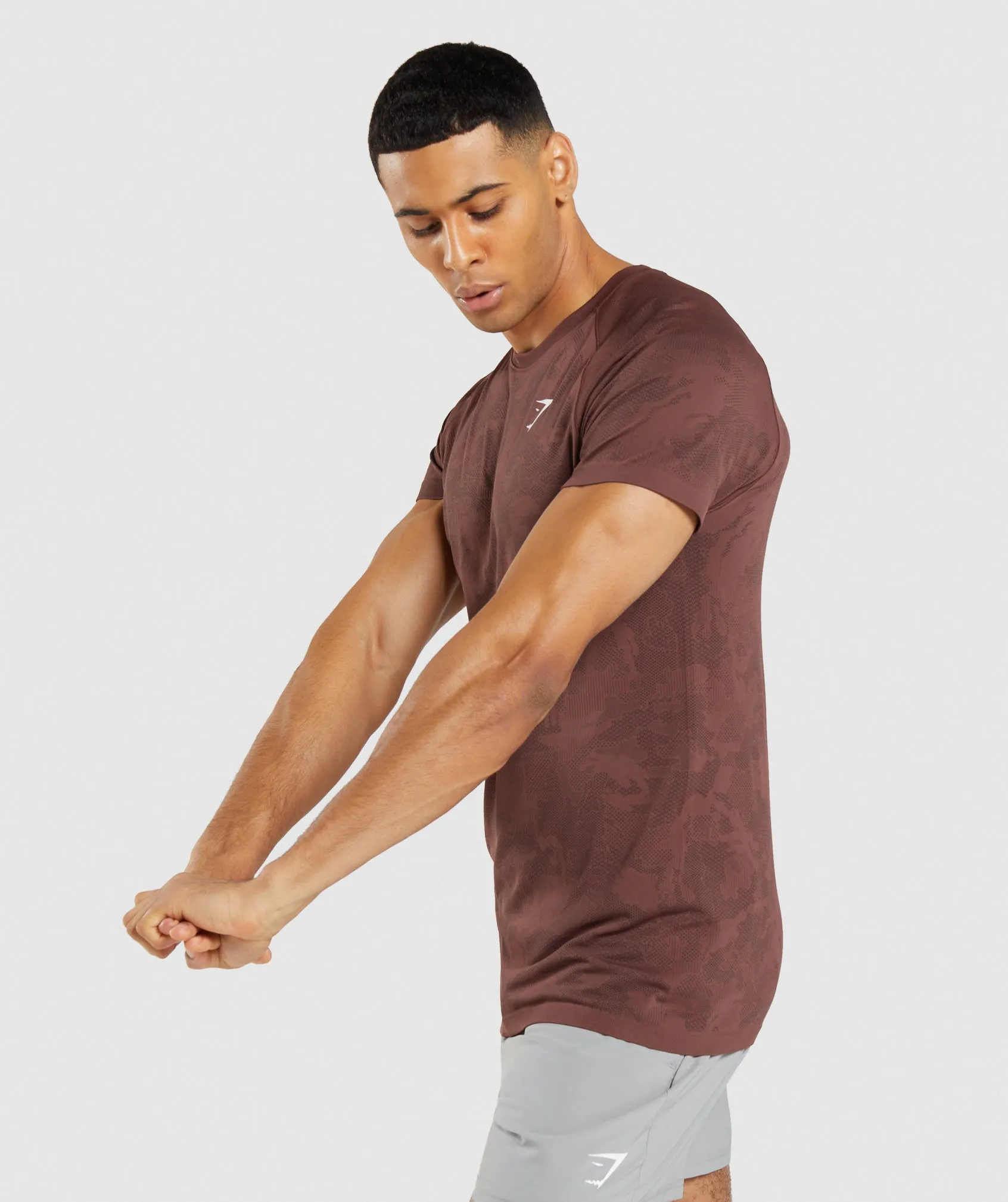 Gymshark Geo Seamless T-Shirt - Cherry Brown/Black