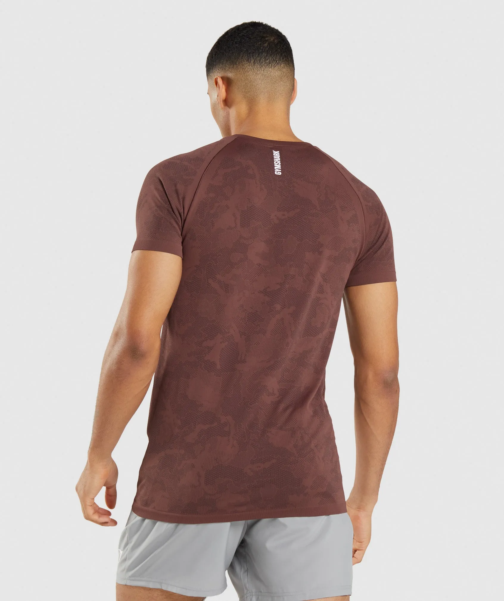 Gymshark Geo Seamless T-Shirt - Cherry Brown/Black