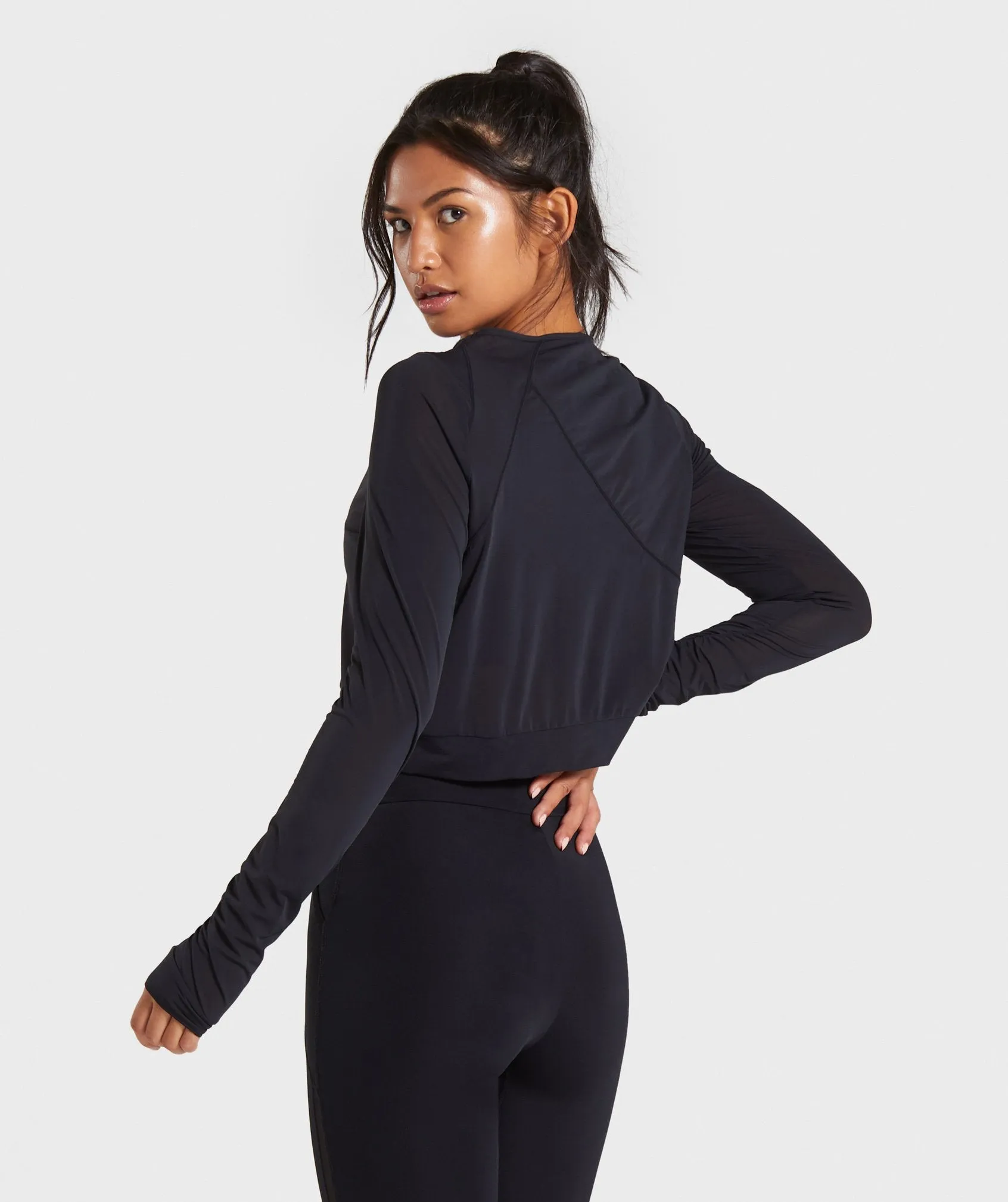 Gymshark Mesh Layer Long Sleeve Top - Black