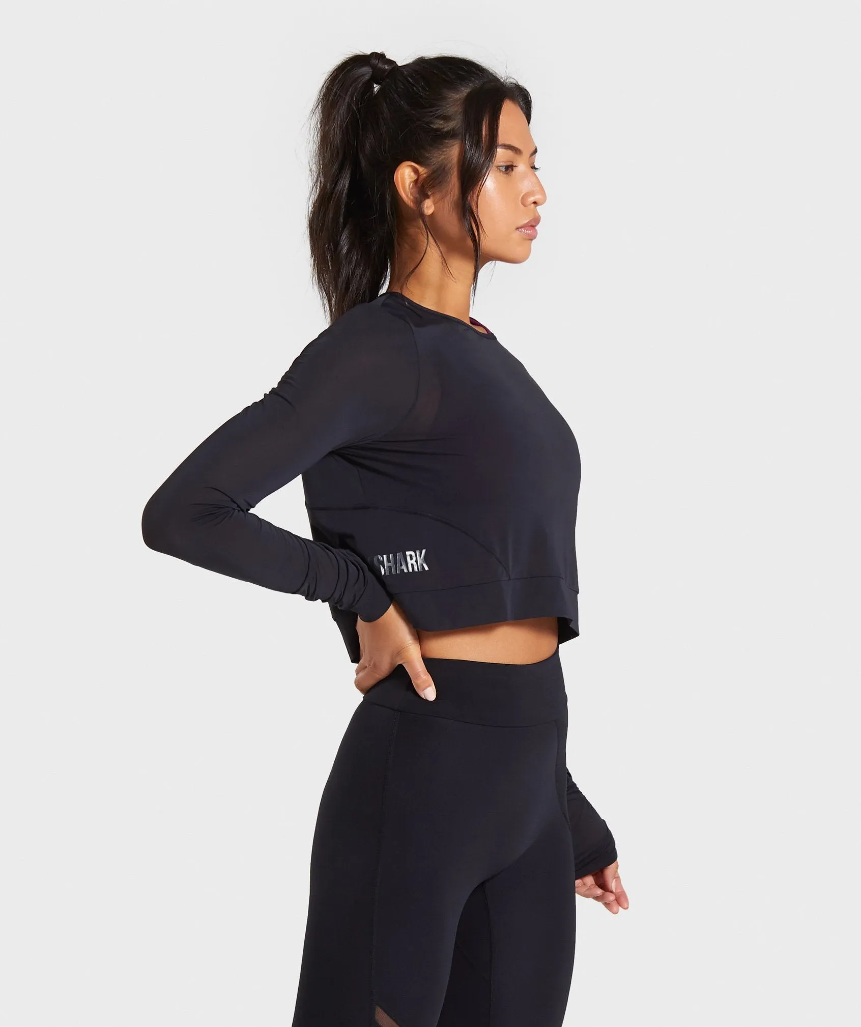 Gymshark Mesh Layer Long Sleeve Top - Black