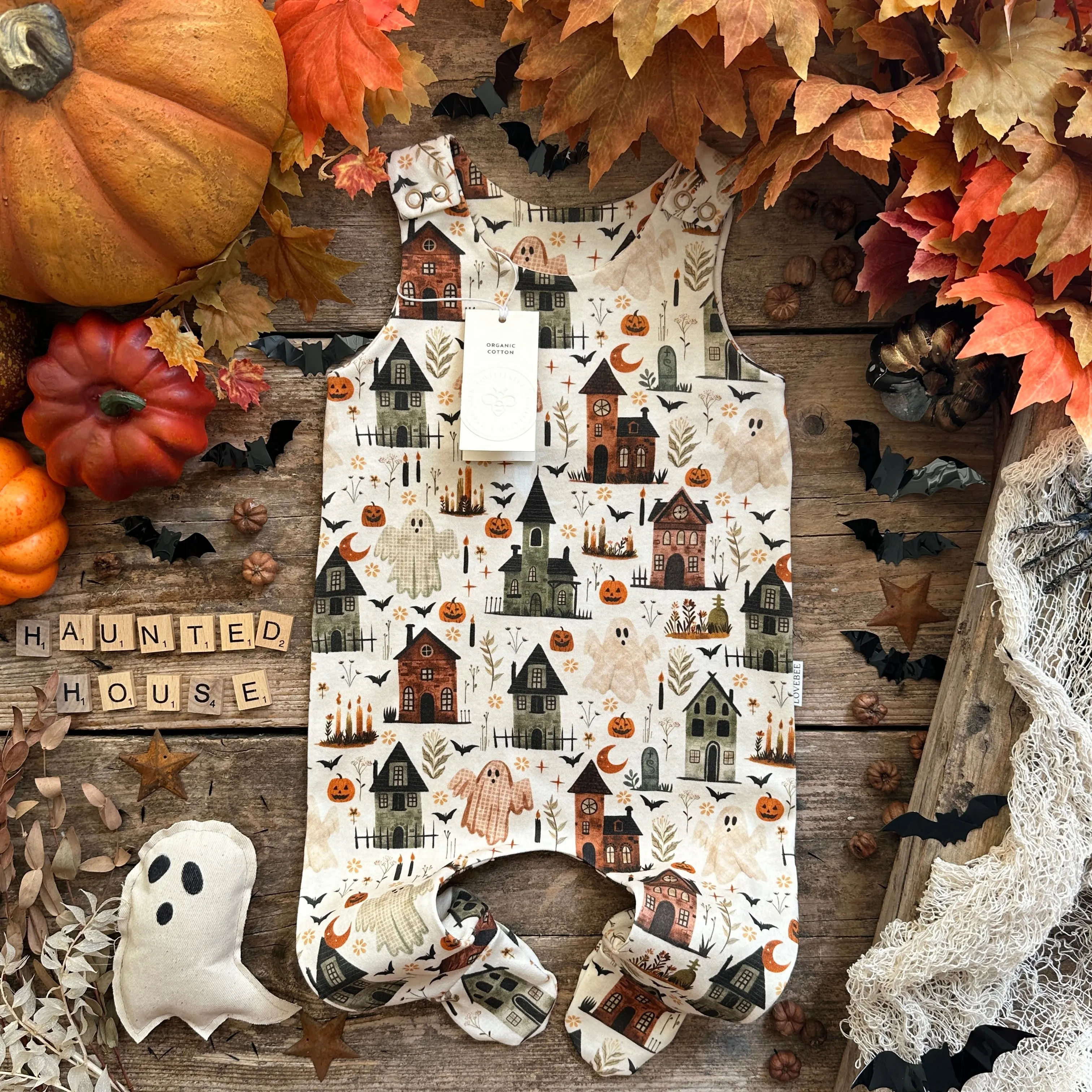 Haunted House Footed Romper | Ready To Post