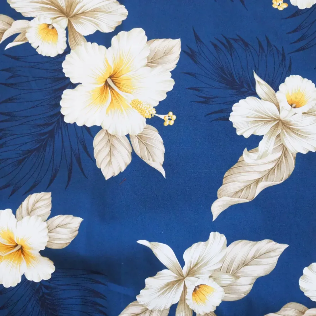 Hibiscus Joy Navy Hawaiian Cotton Shirt