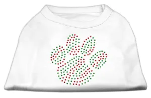 Holiday Paw Rhinestone Shirts White XL (16)