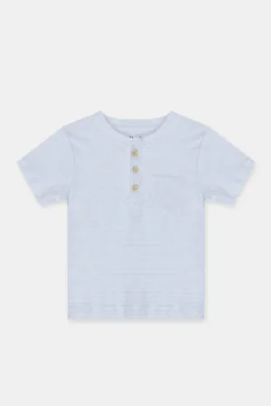 Infant Boys White Henley Jacquard T-Shirt