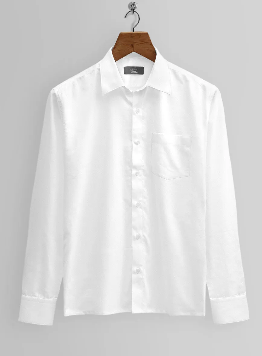 Italian Lombardo Herringbone White Shirt