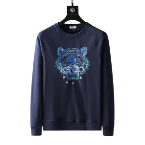 Kenz Full Embroidery Tiger Logo Sweatshirt - Navy Blue