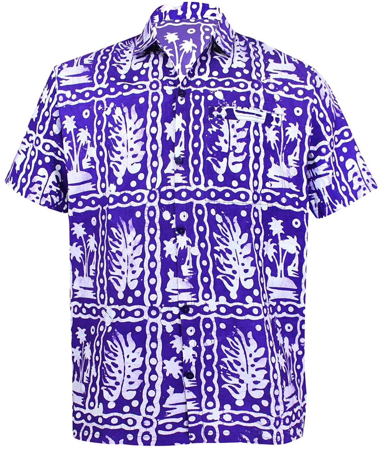 LA LEELA Shirt Casual Button Down Short Sleeve Beach Shirt Men Aloha Pocket 14