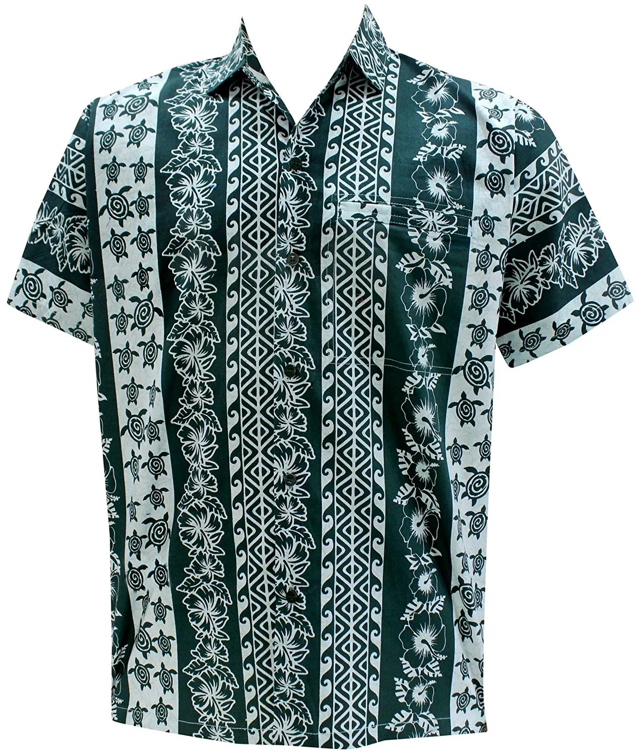 LA LEELA Shirt Casual Button Down Short Sleeve Beach Shirt Men Aloha Pocket 14