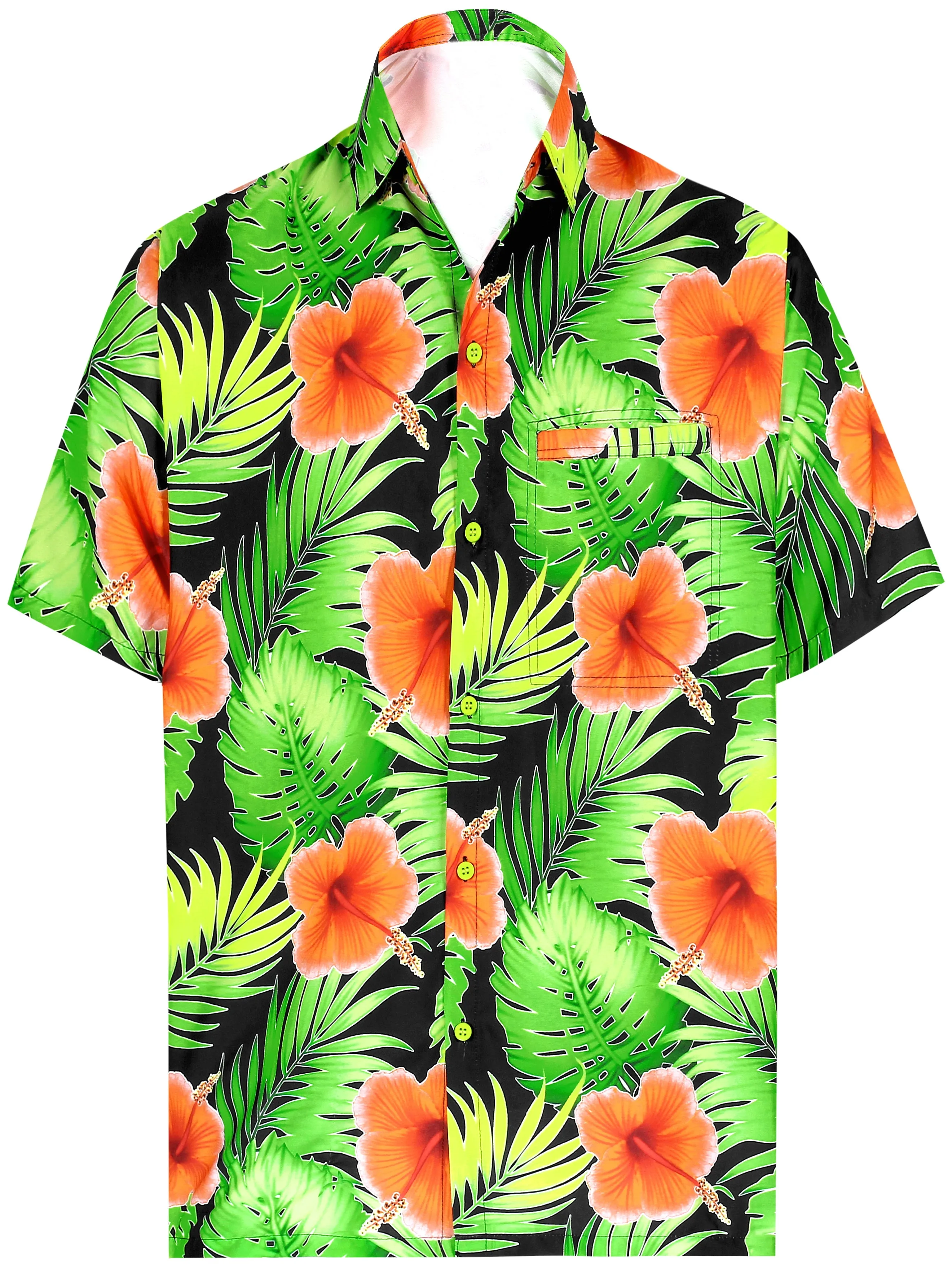 LA LEELA Shirt Casual Button Down Short Sleeve Beach Shirt Men Aloha Pocket 167