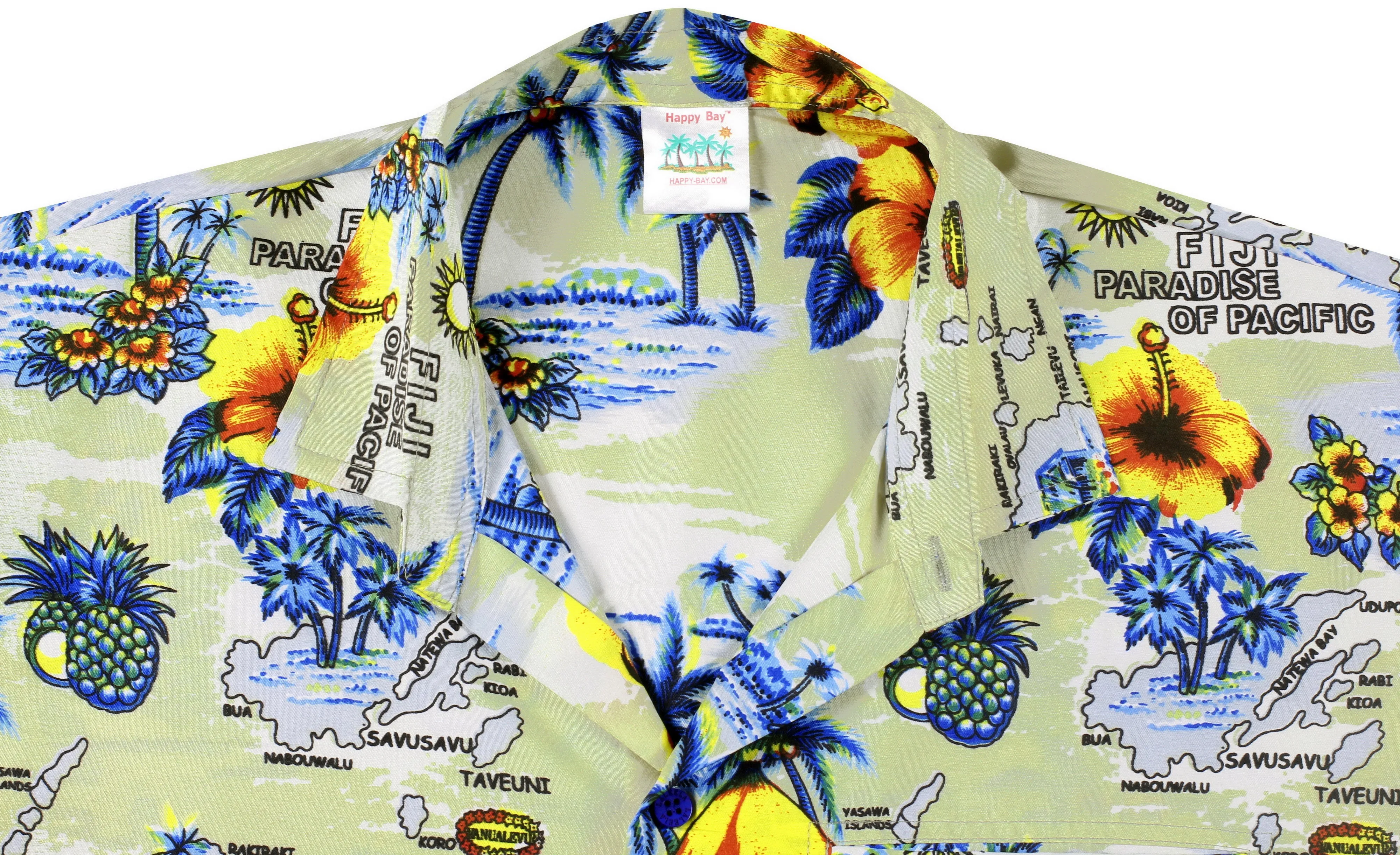 LA LEELA Shirt Casual Button Down Short Sleeve Beach Shirt Men Aloha Pocket  Beige_AA111