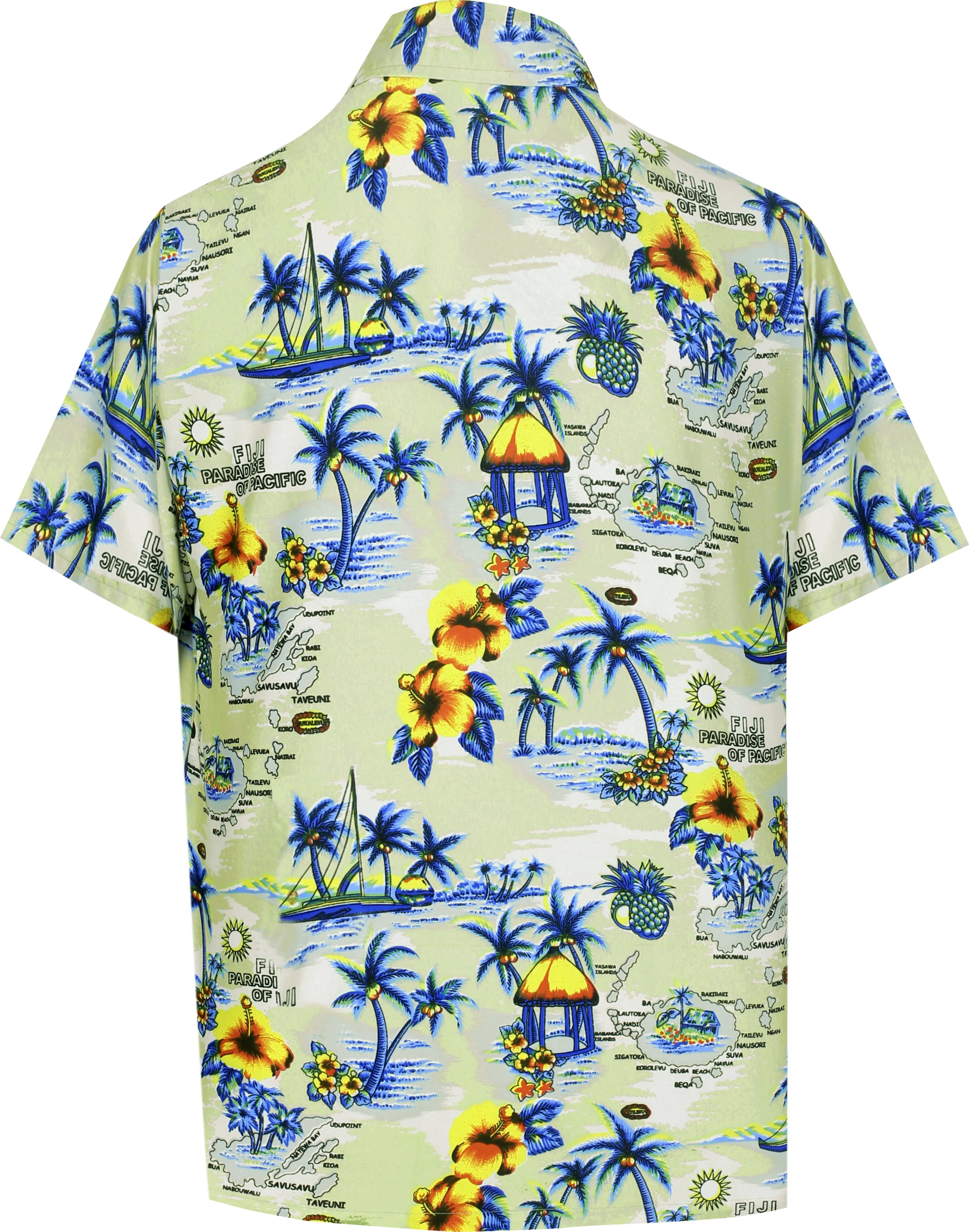 LA LEELA Shirt Casual Button Down Short Sleeve Beach Shirt Men Aloha Pocket  Beige_AA111