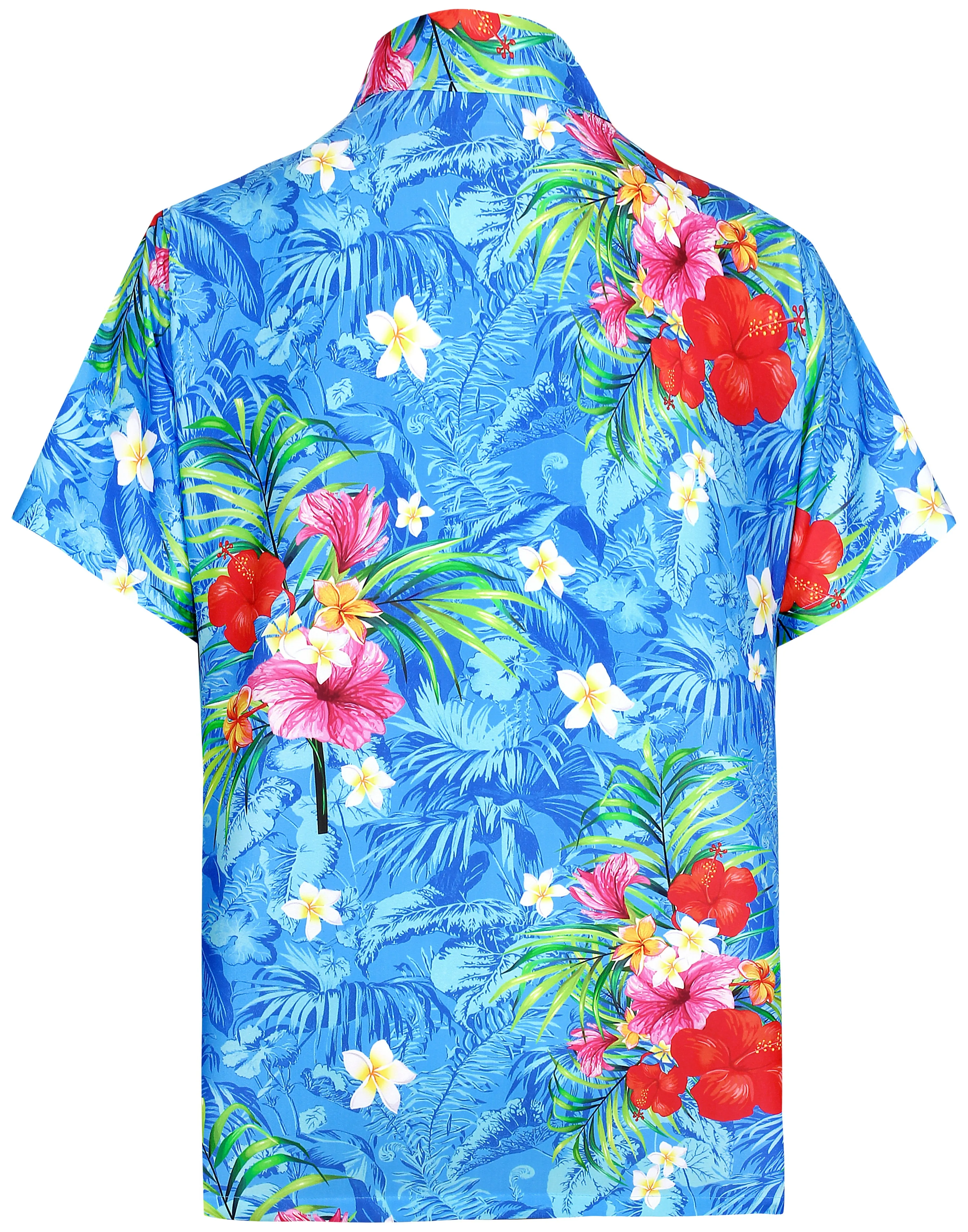 LA LEELA Shirt Casual Button Down Short Sleeve Beach Shirt Men Aloha Pocket shirt Blue_6034