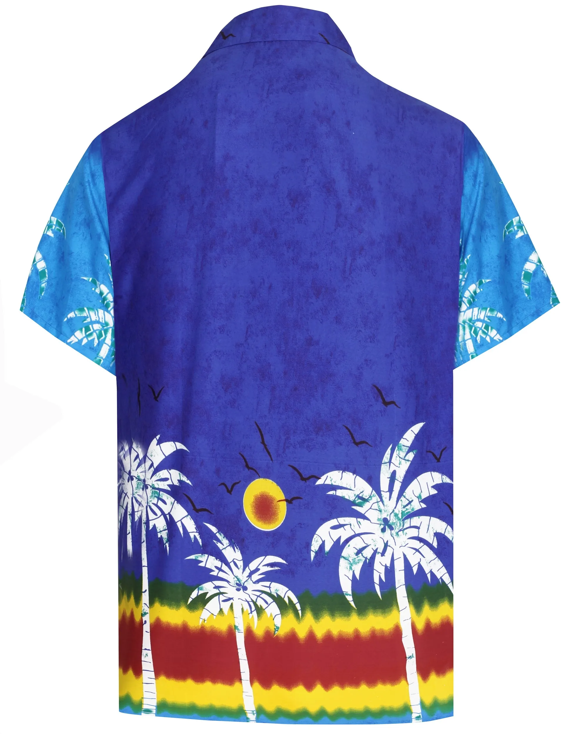 LA LEELA Shirt Casual Button Down Short Sleeve Beach Shirt Men Aloha Pocket shirt Blue_AA109