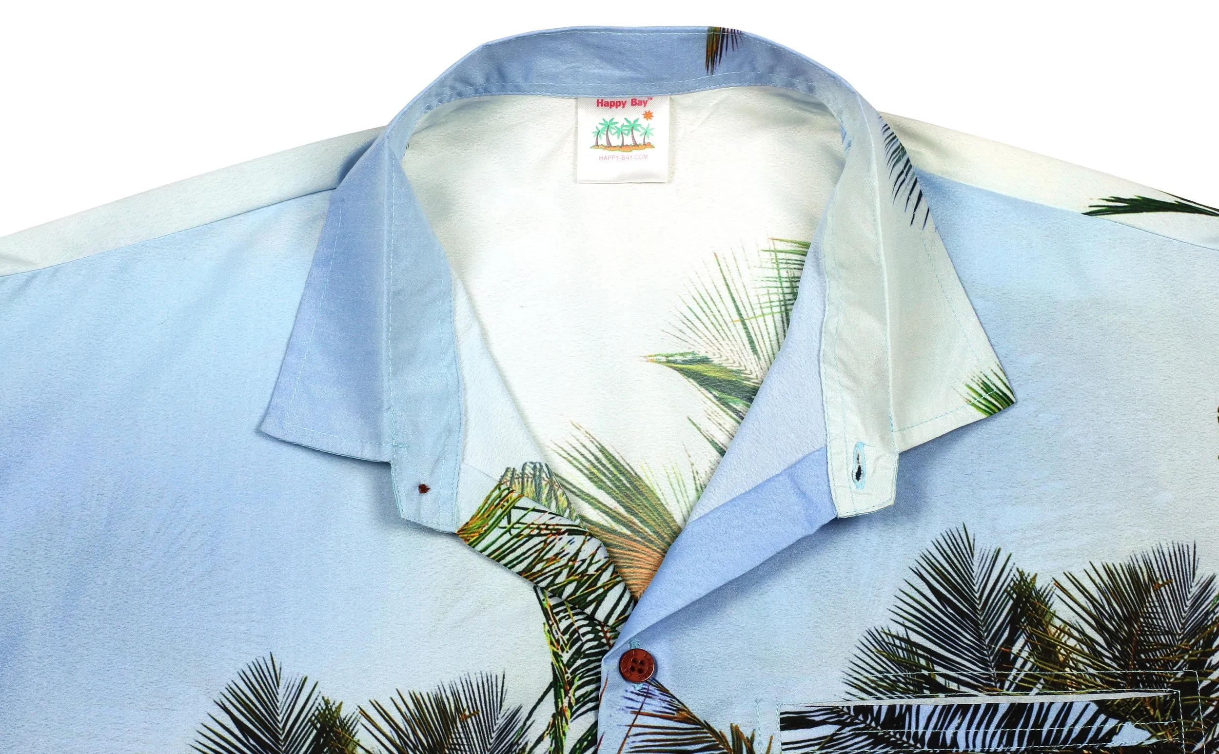 LA LEELA Shirt Casual Button Down Short Sleeve Beach Shirt Men Aloha Pocket Shirt Blue_AA163