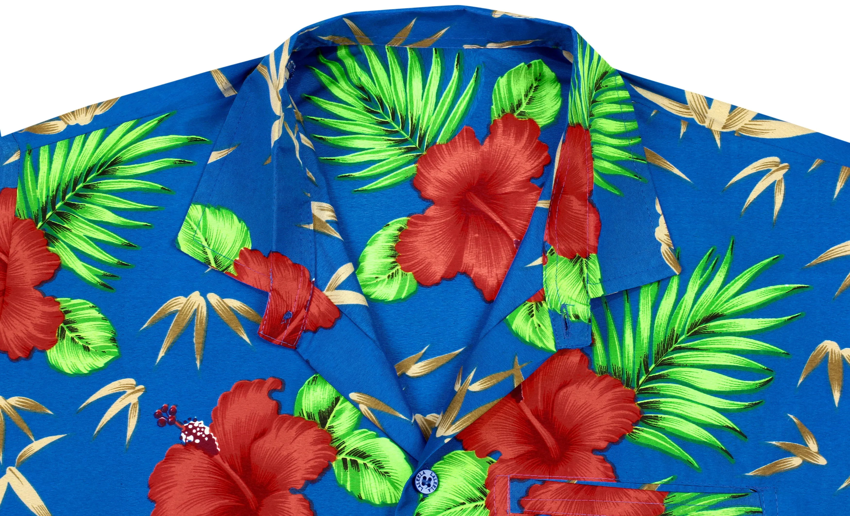 LA LEELA Shirt Casual Button Down Short Sleeve Beach Shirt Men Aloha Pocket shirt Blue_W411