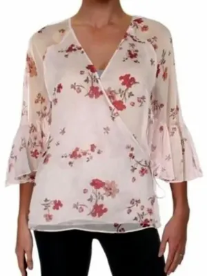 LAUREN Ralph Lauren Size 2X (20/22) Pink & Red Flowers Shirt