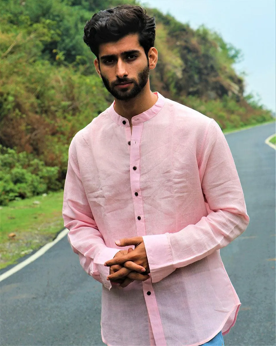 Light Pink Handwoven Linen Shirt