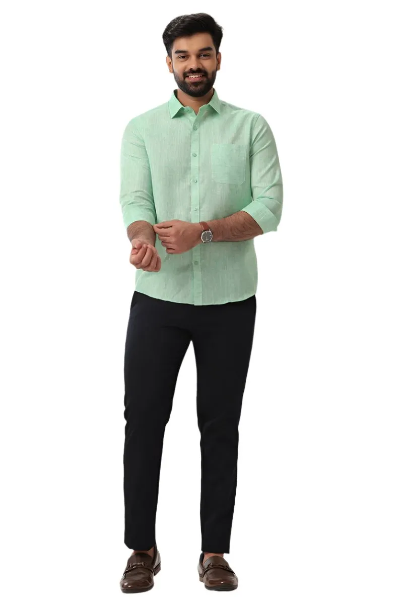 Linen Feel - Green Formal Shirts For Men | Ariser