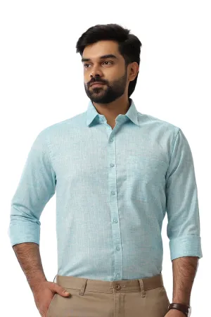 Linen Feel - Sky Blue Formal Shirts For Men | Ariser