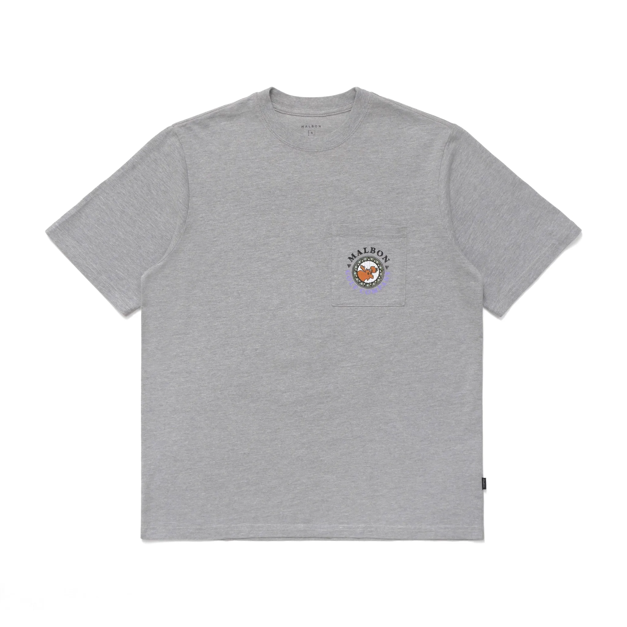 Malbon Golf Moose SS Pocket Tee - ASH HEATHER