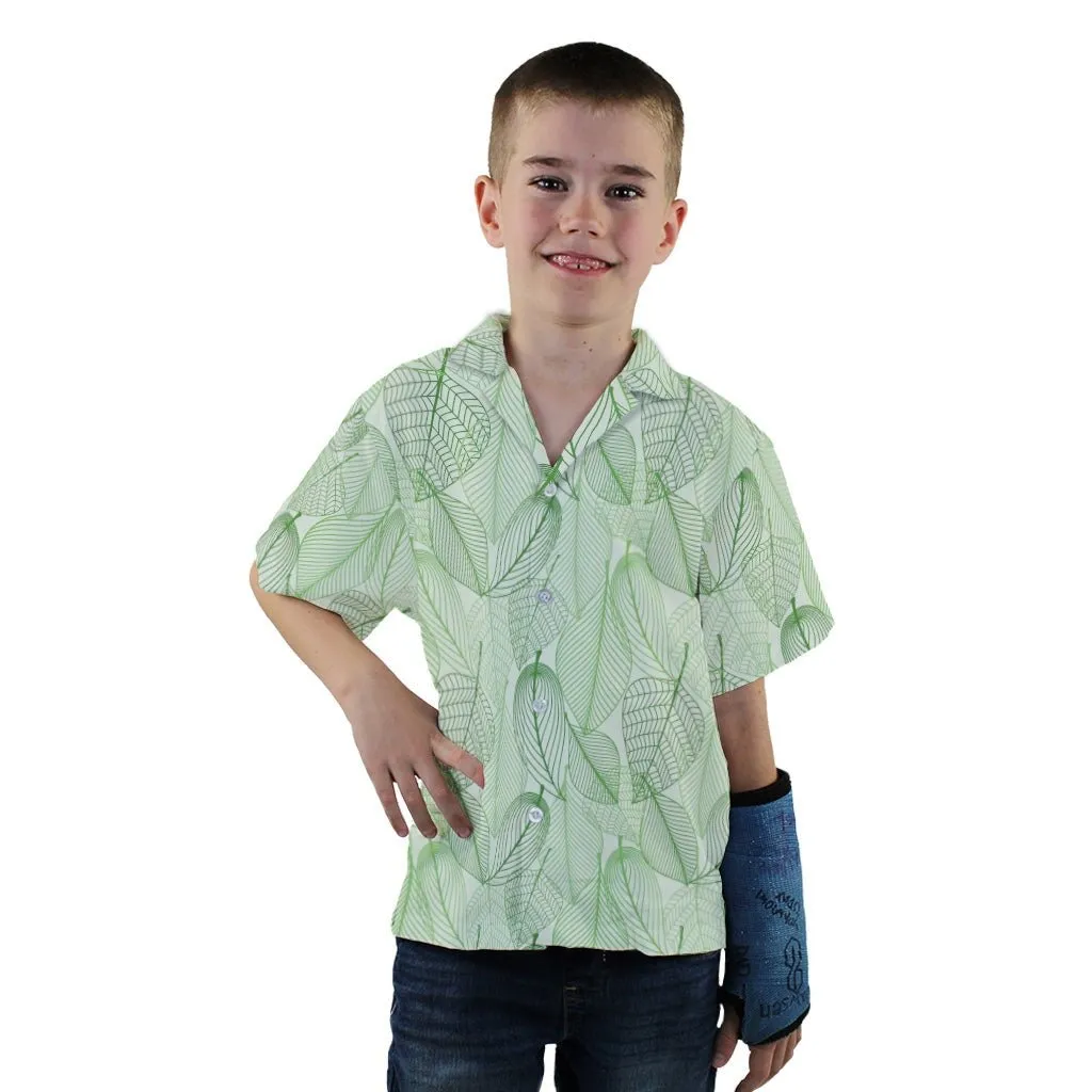 Micro Minimalist Leaves Youth Hawaiian Shirt