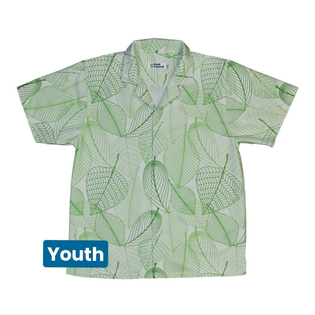 Micro Minimalist Leaves Youth Hawaiian Shirt