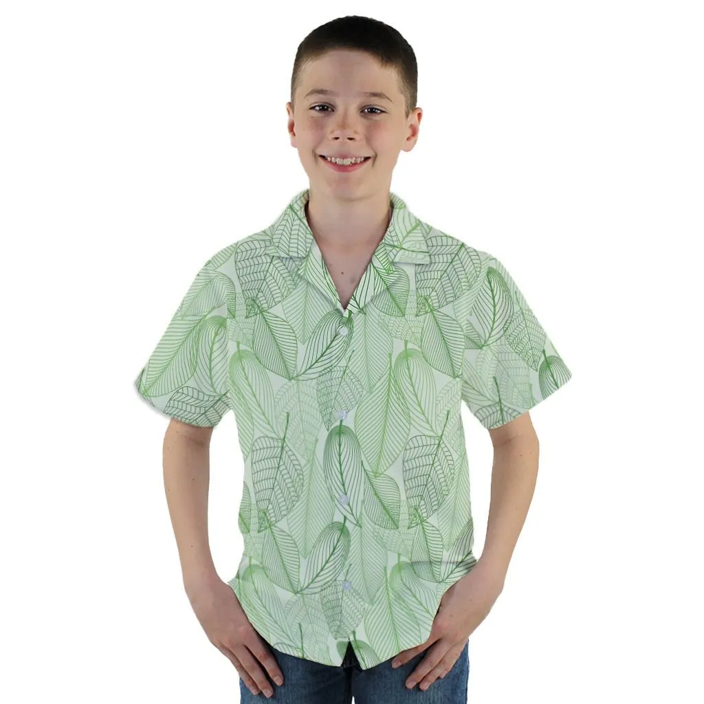 Micro Minimalist Leaves Youth Hawaiian Shirt