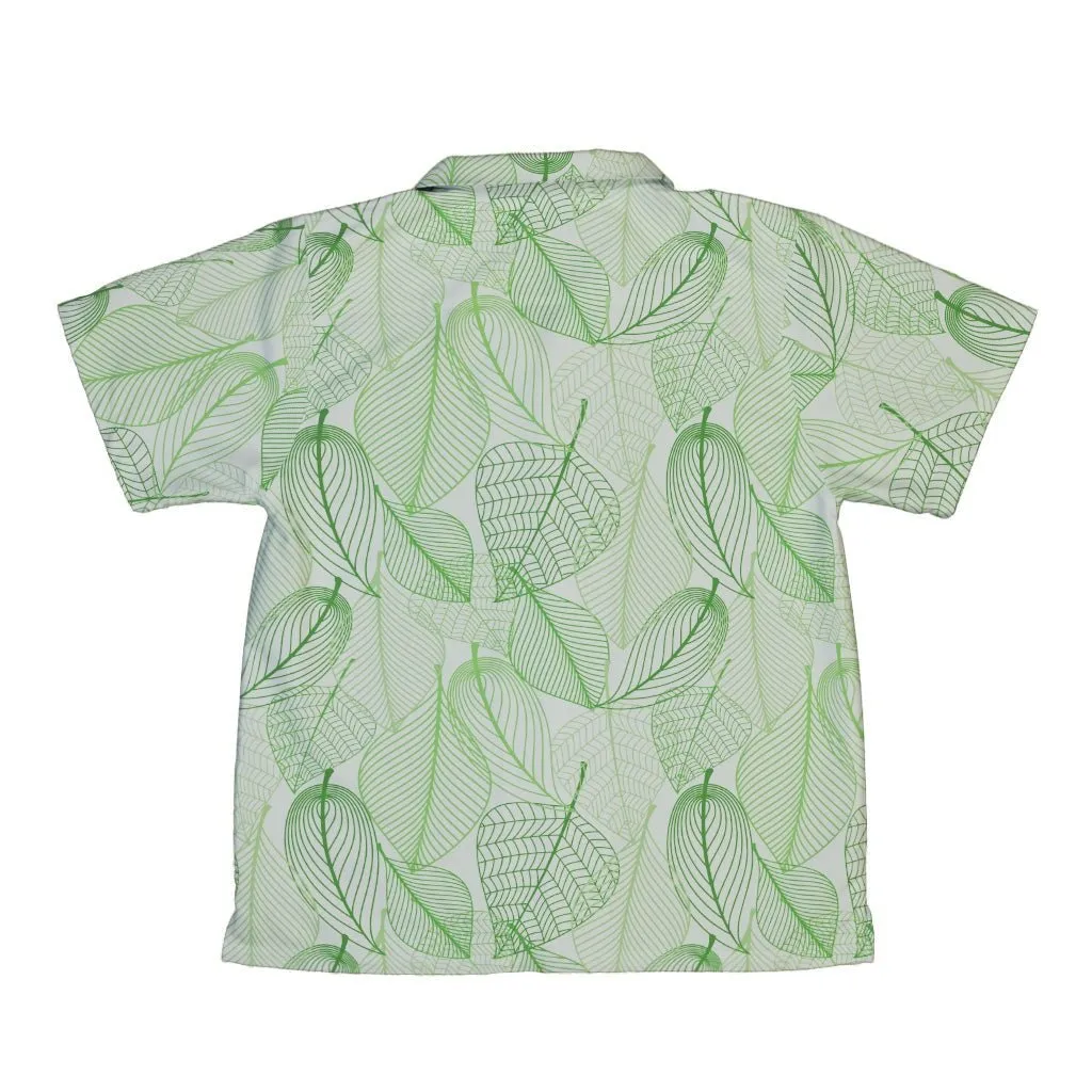 Micro Minimalist Leaves Youth Hawaiian Shirt