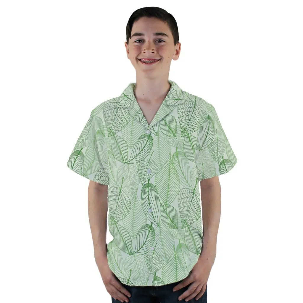 Micro Minimalist Leaves Youth Hawaiian Shirt