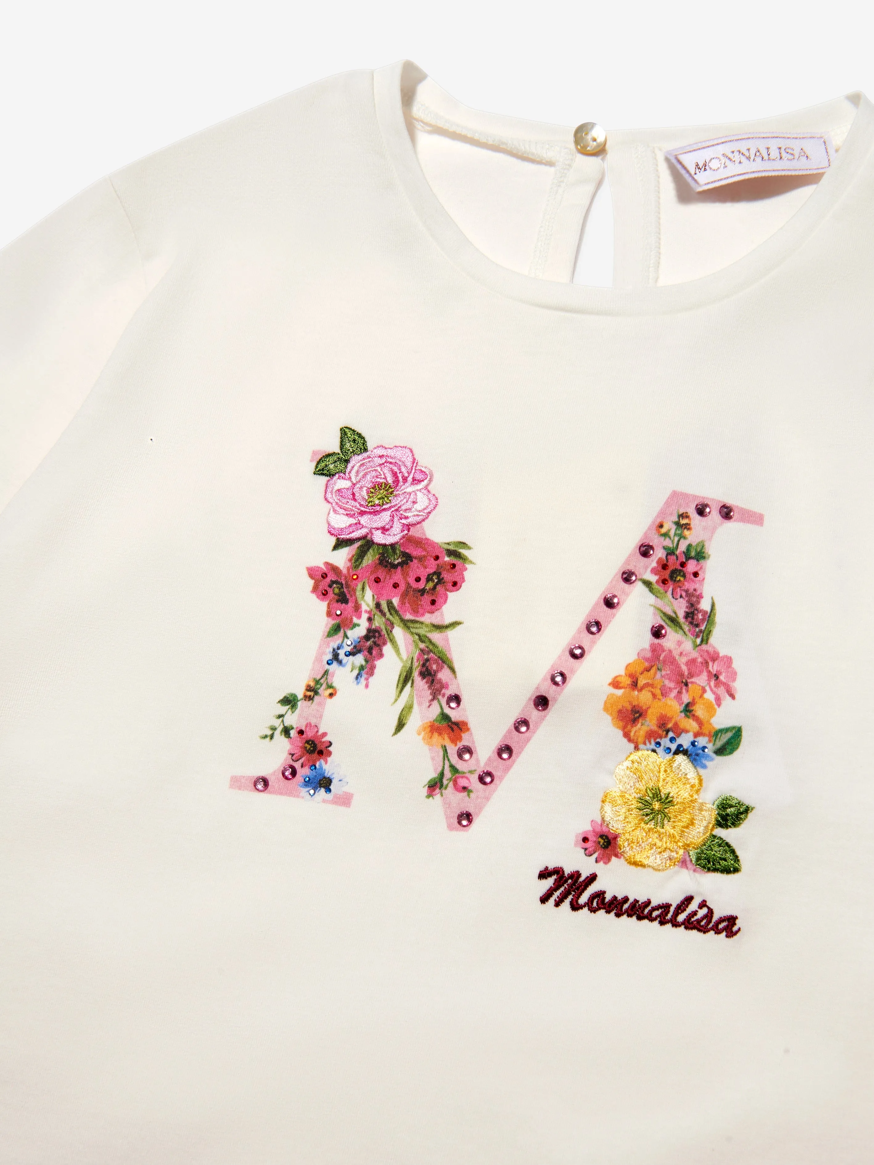 Monnalisa Girls Floral Logo Maxi T-Shirt