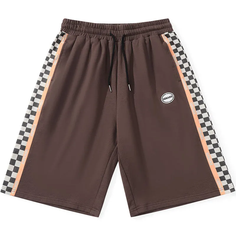 Multi-color optional patchwork checkerboard printed label nickel shorts