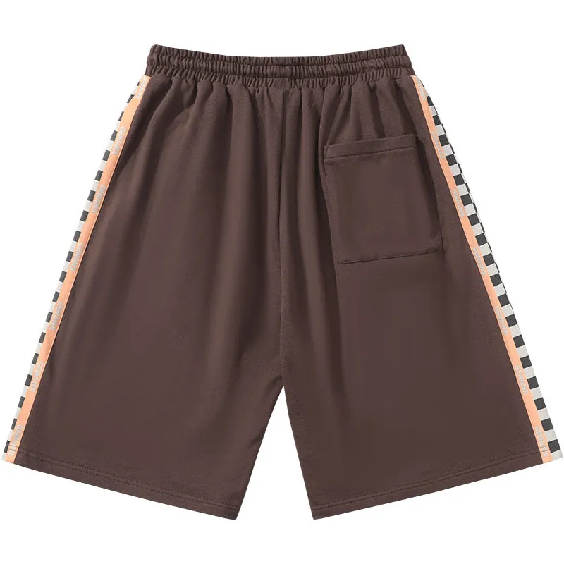 Multi-color optional patchwork checkerboard printed label nickel shorts