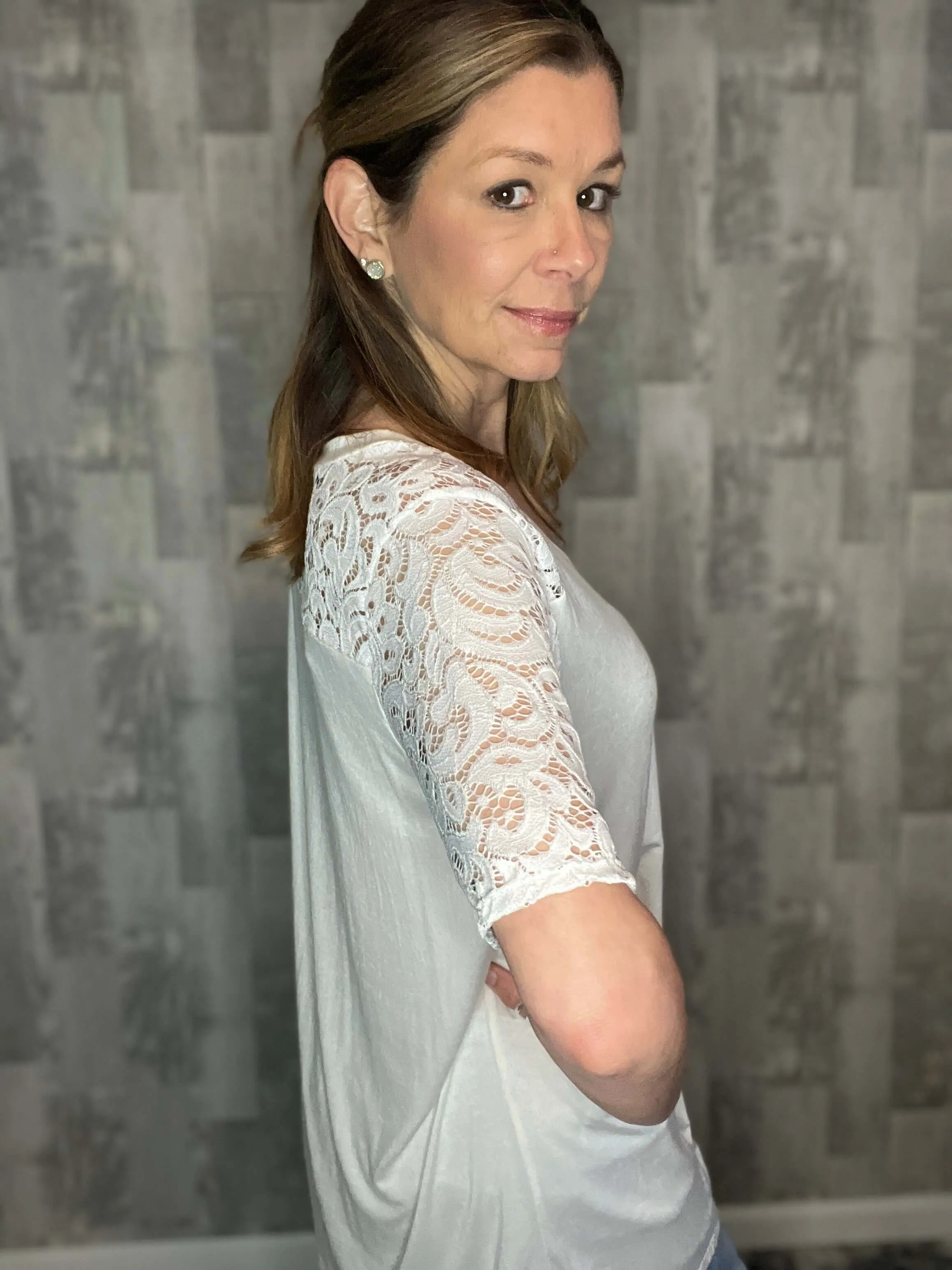 Obsessing Over Lace Top - White