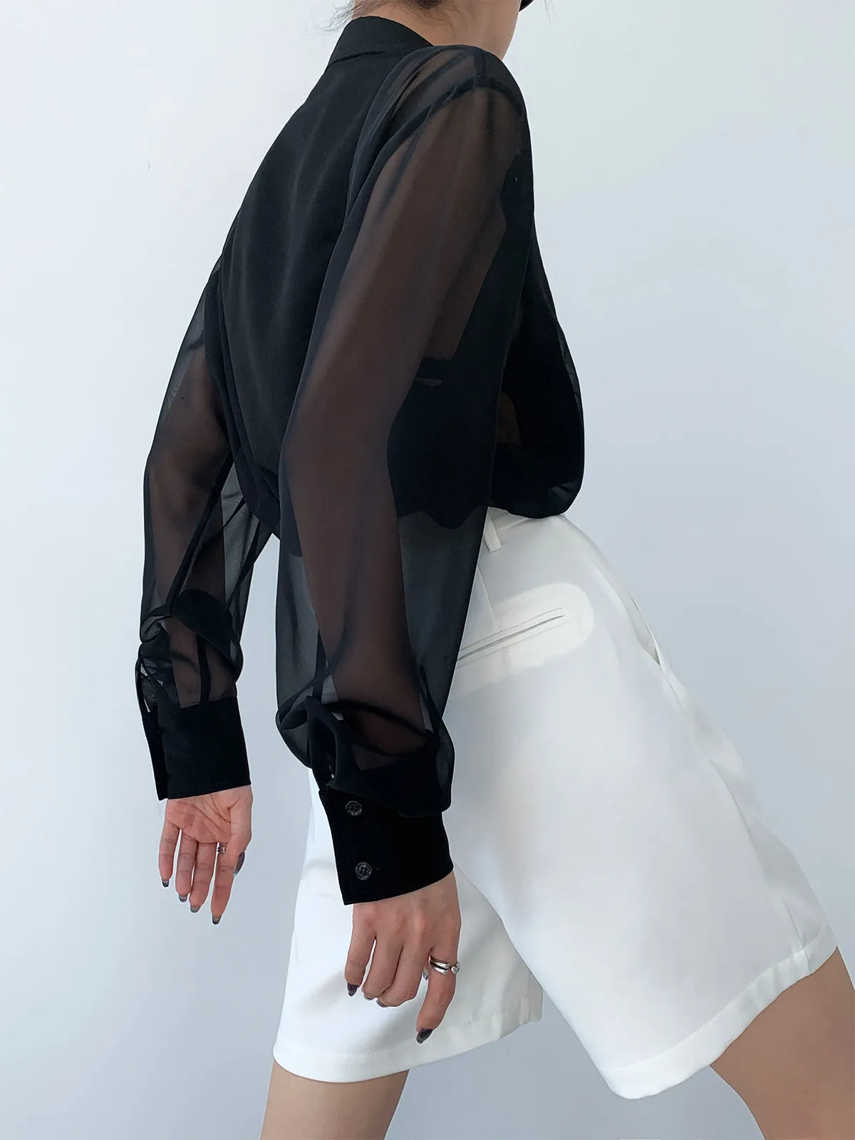 Oversized Combination Graceful Mesh Shirt