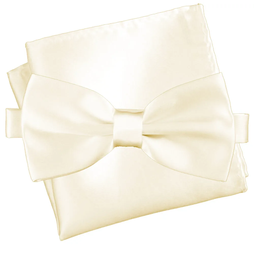 Pearl White [Silky Smooth] - Bow Tie and Pocket Square Matching Set