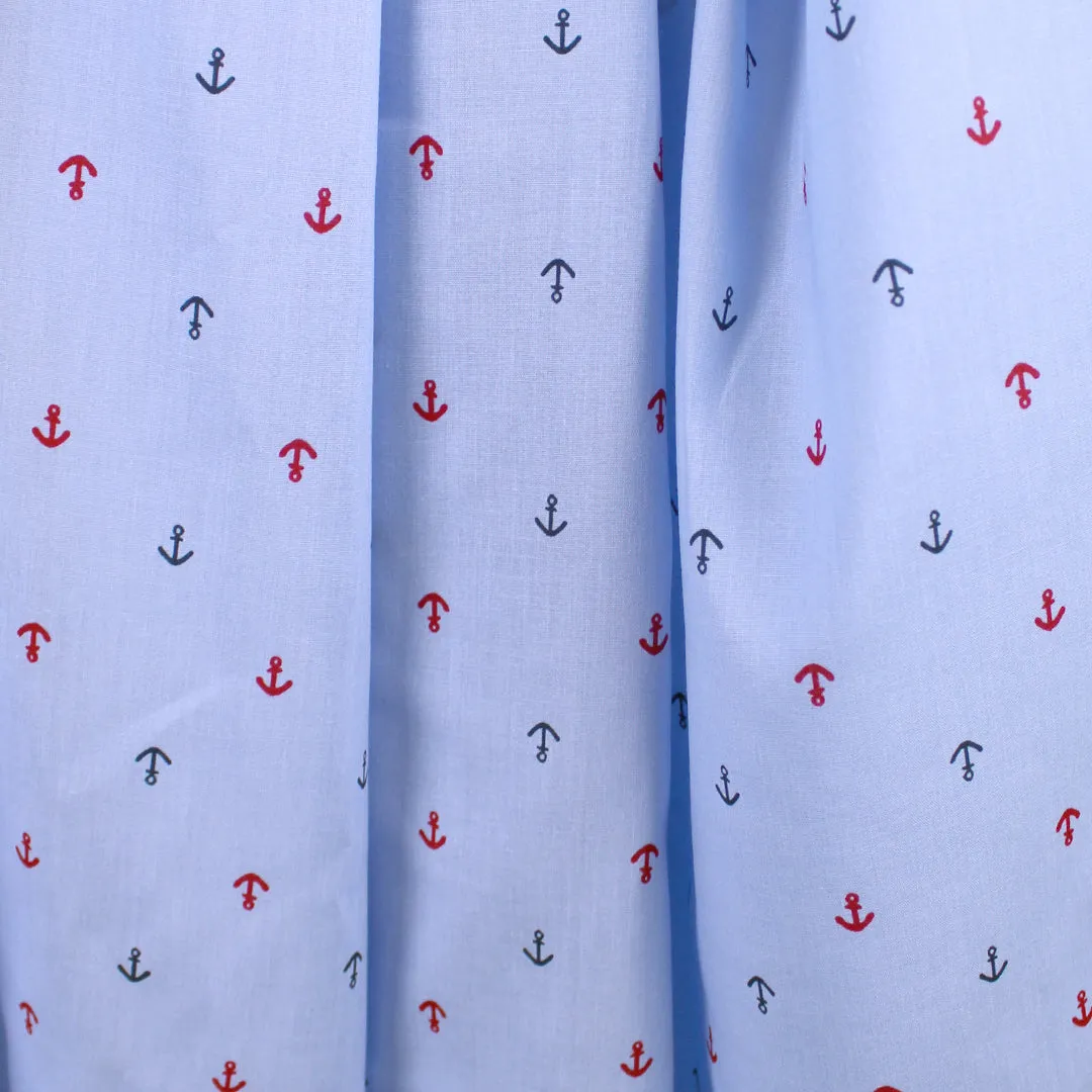 'petite anchors' printed cotton shirting