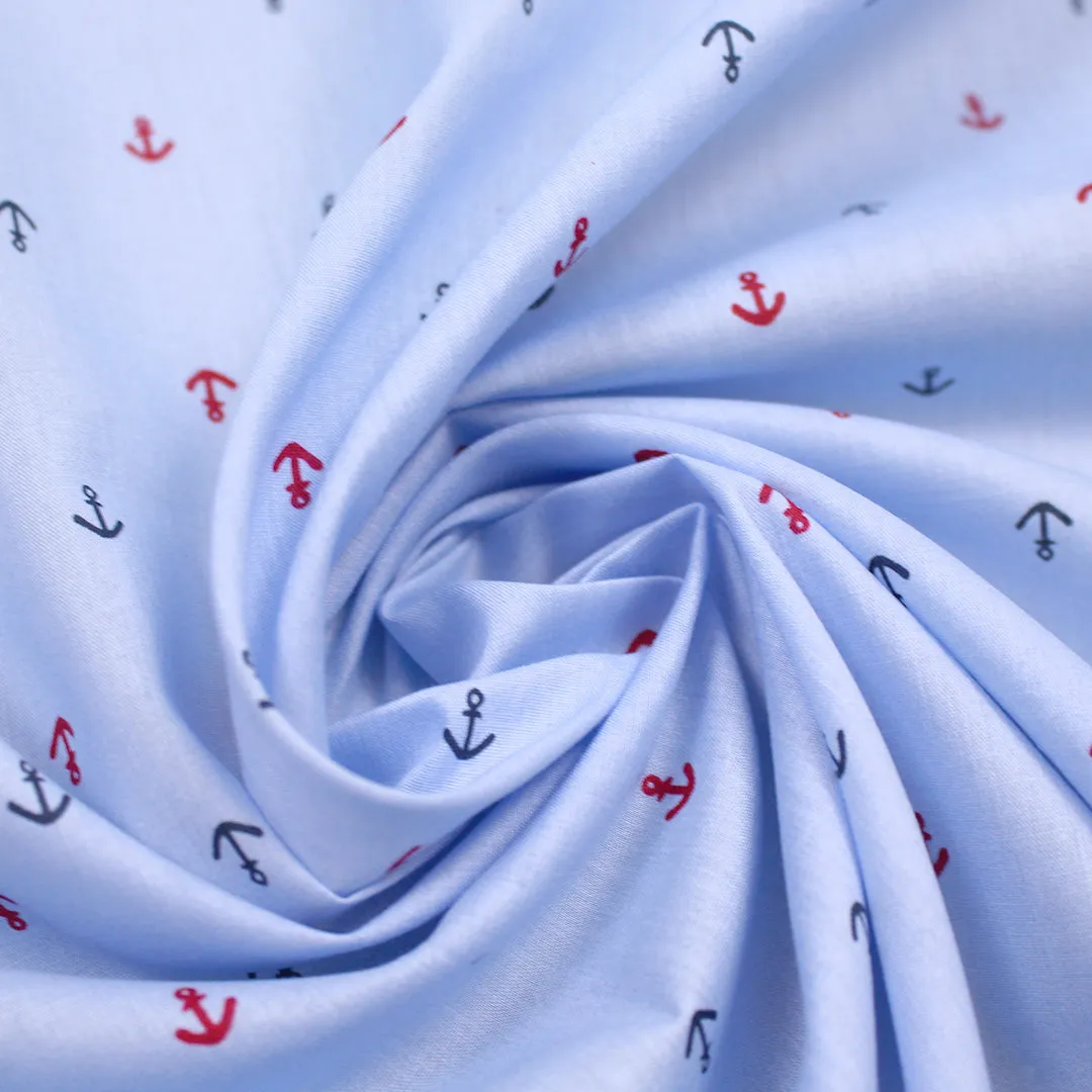 'petite anchors' printed cotton shirting