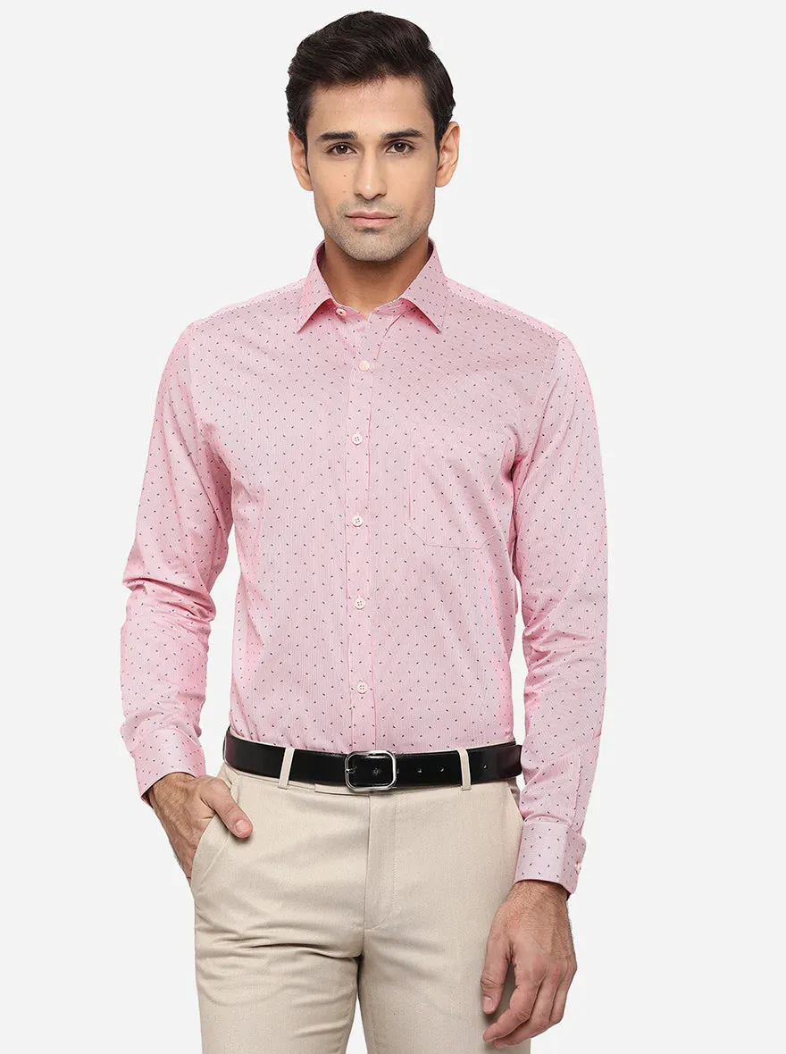 Pink Printed Slim Fit Formal Shirt | JadeBlue