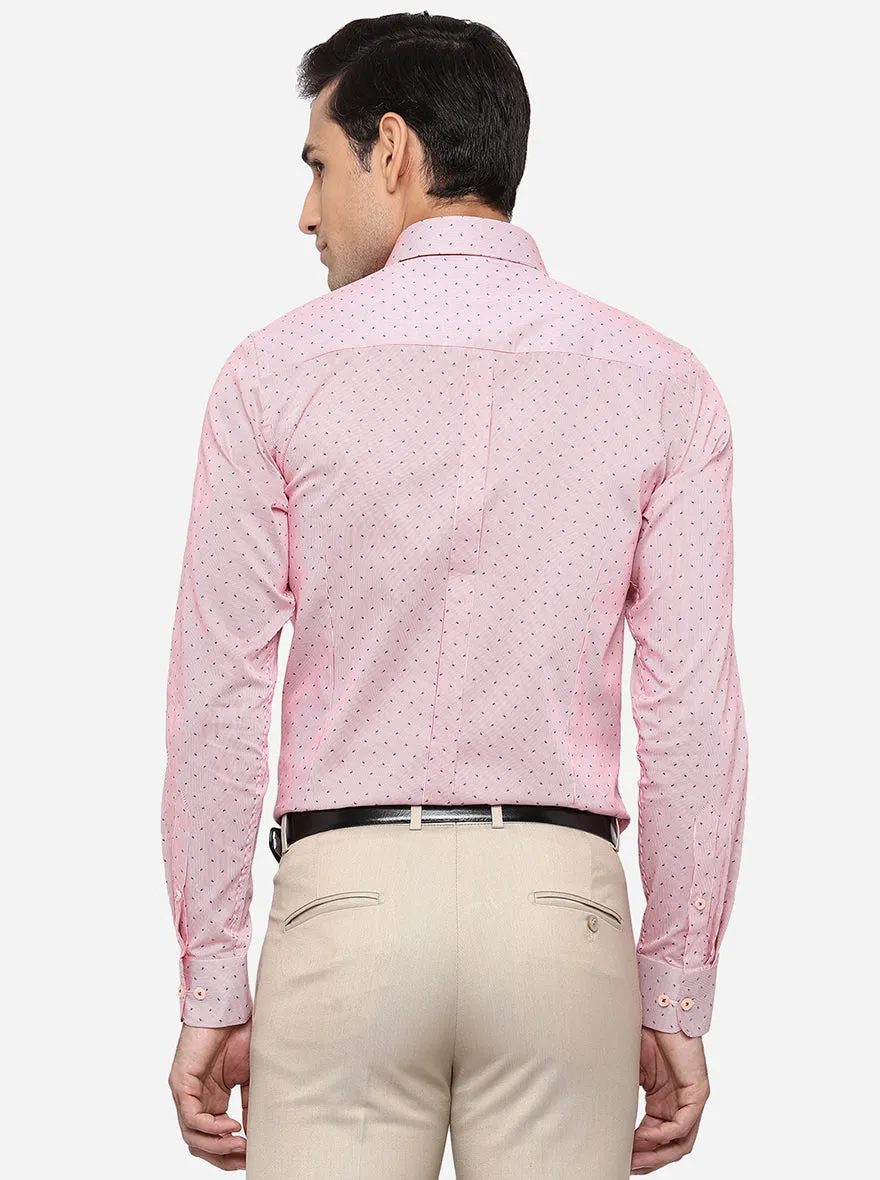 Pink Printed Slim Fit Formal Shirt | JadeBlue