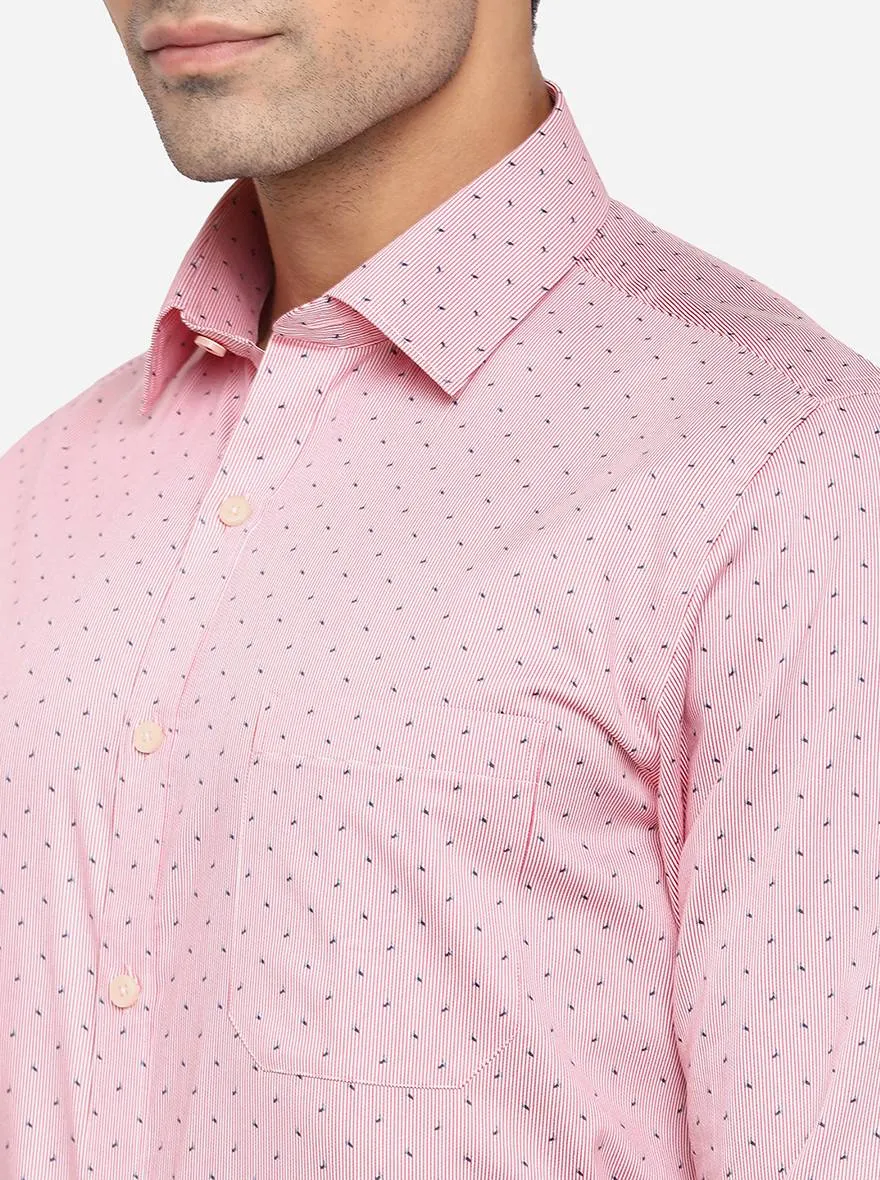 Pink Printed Slim Fit Formal Shirt | JadeBlue