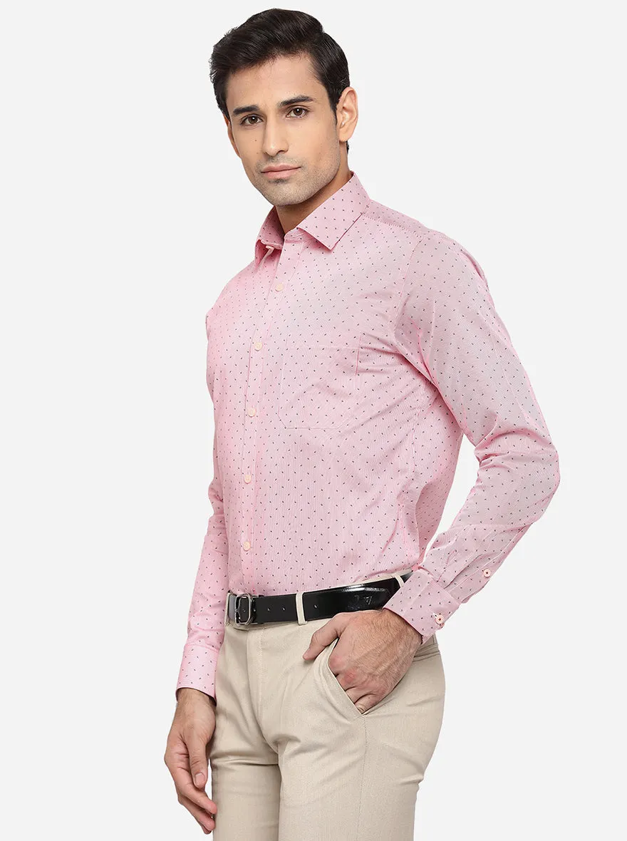 Pink Printed Slim Fit Formal Shirt | JadeBlue