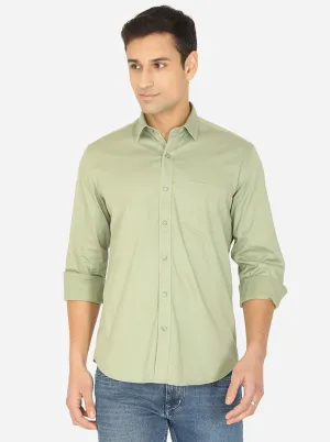 Pista Green Solid Slim Fit Casual Shirt | JadeBlue