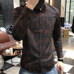 Punk Style Letter Patterned Shirt