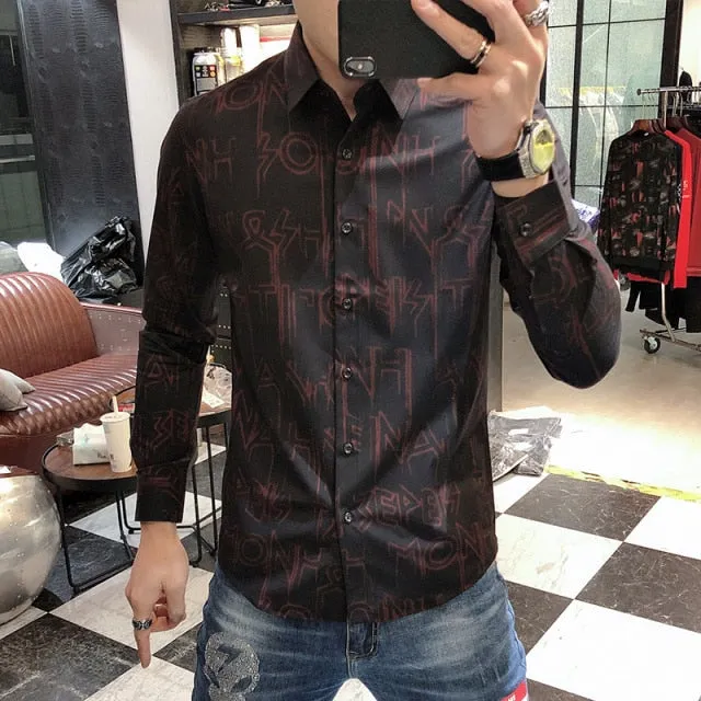 Punk Style Letter Patterned Shirt